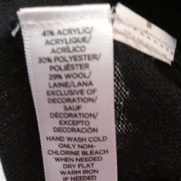 Loft Women's Small Elegant Black Wool Blend Sweater with Embellished Neckline. - Picture 8 of 8